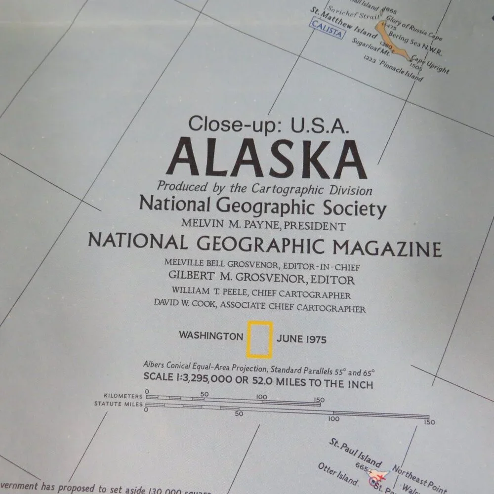 Nat Geo 1975 ALASKA MAP with info on back